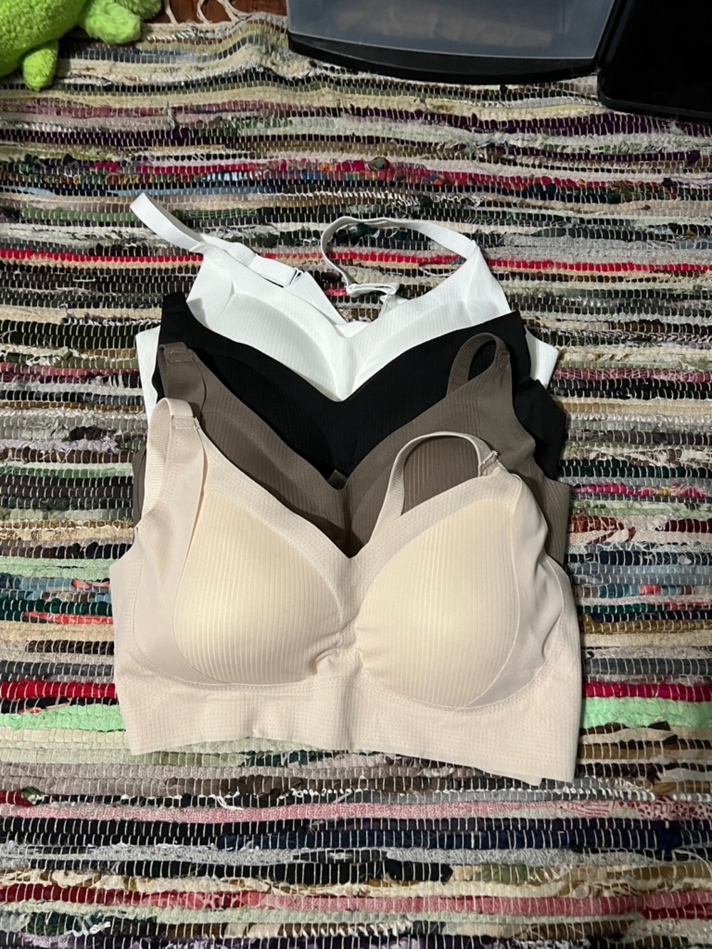 Seamless Ribbed Wireless Bra - Nude, Taupe, Black, White